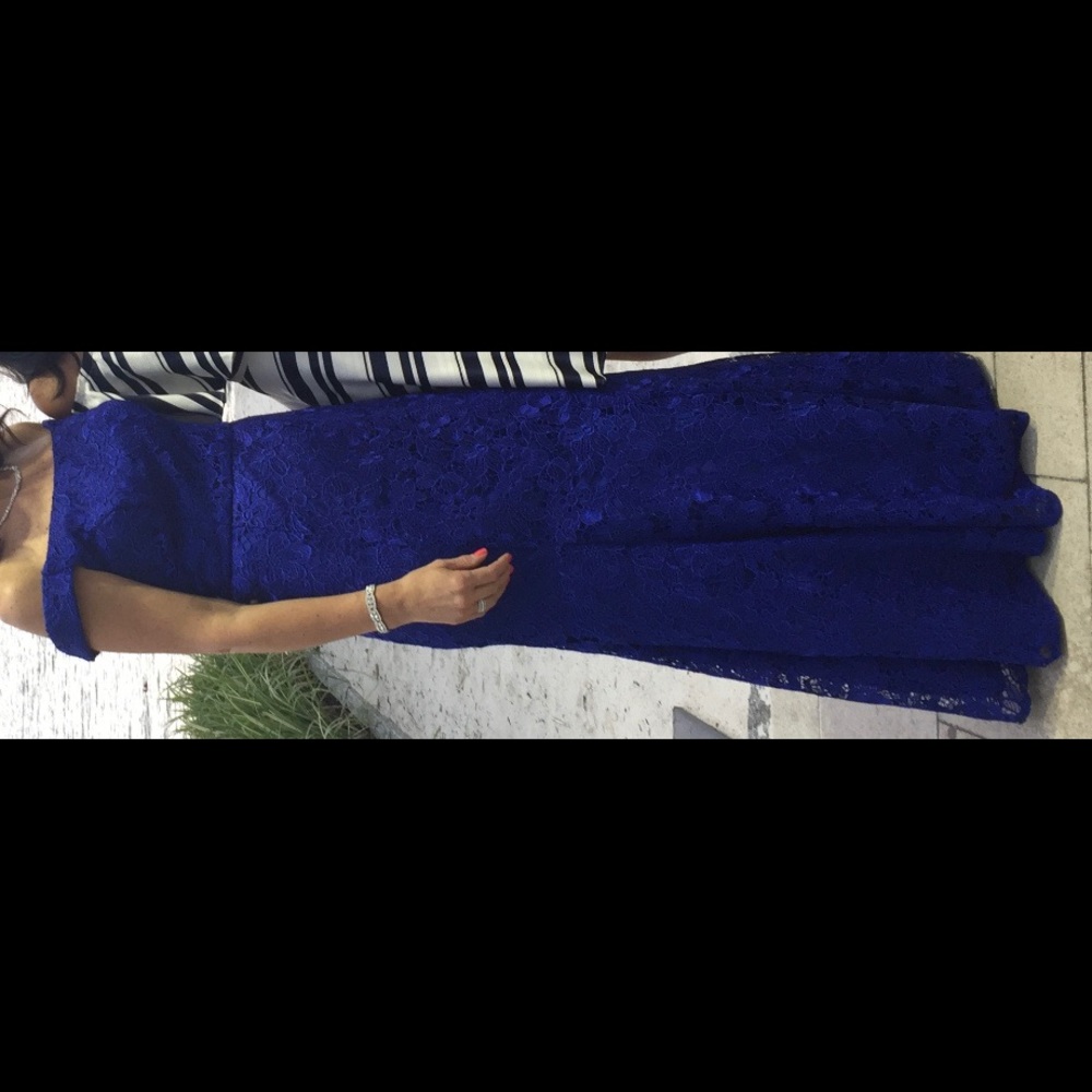 Lace off the shoulder gown